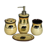 Rustic Bear Forest 4PC Ceramic Countertop Bathroom Set, 4 MOQ