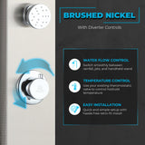 Cici Series 39 in. 2-Jetted Shower Tower with Heavy Rain Shower and Body Jets and Spray Wand