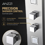 VISOR Series 60 in. 4-Jetted Full Body Shower Panel System with Heavy Rain Shower and Spray Wand in Brushed Steel