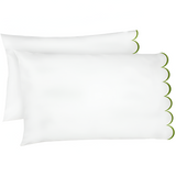 Allena 400TC Cotton Scallop Embroidery Sateen Solid Pillowcases (Set Of 2)