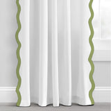 400TC Applique Scalloped Embroidery Cotton Curtain (Set Of 2)
