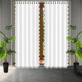 Ashley 400TC Sateen Cotton Traingle Embroidery Curtain (Set Of 2)