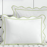 400TC Cotton Scallop Embroidery & Border Sateen Solid Pillow Sham