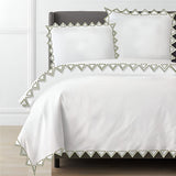 Ashley 400TC Cotton Traingle Embroidery Sateen Solid Duvet Cover Set