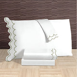 400TC Cotton Sateen Double Scallop Embroidery Pillowcases (Set Of 2)