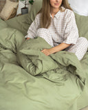 Sage linen-cotton duvet cover