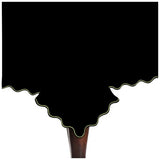 Scallop Embroidery Sateen Cotton Solid Table Cloth - Black
