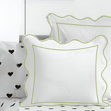 400TC Cotton Scallop Embroidery & Border Sateen Solid Euro Sham