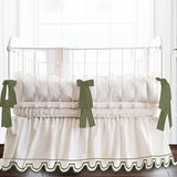 U Shape Scallop Embroidery Cotton Gathered Crib Skirt
