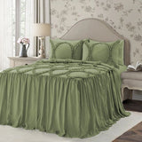 400TC Cotton Sateen Solid Textured Ruffle Bedspread Set