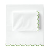 Allena 400TC Cotton Scallop Embroidery Sateen Solid Sheet Set