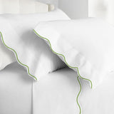400TC Cotton Scallop Embroidery Sateen Solid Sheet Set