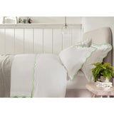 400TC Cotton Scallop Embroidery Sateen Microcheck Duvet Cover Set
