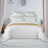 400TC Cotton Single Edge Embroidery Sateen Stripe Duvet Cover Set