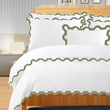 400TC U Shape Applique Embroidery Cotton Duvet Cover Set