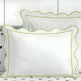 400TC Cotton Scallop Embroidery & Border Sateen Solid Duvet Cover Set