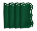 Green and White Napkins - Scalloped