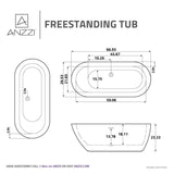 Ami Series 67 in. x 30 in. Flat Bottom Acrylic Freestanding 91 Gallon Soaking Bathtub with Center Drain in Glossy White