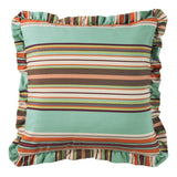 Serape Euro Sham w/ Ruffles - Turquoise, Orange & Brown