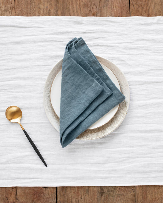 Gray blue linen napkin set of 2