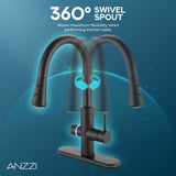 ANZZI Sunset 4-in-1 Faucet: Cold, Filtered, Instant Hot & Boiling Water Dispenser, Pull-Out Sprayer, Digital Tank Control, ETL Certified