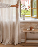 Sheer rod pocket linen curtain panel in Natural melange (1 pcs)