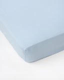 Sky blue linen-cotton fitted sheet