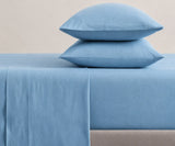 Sky Blue Linen Bed Sheet Set