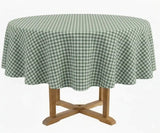Sage Green Checked Tablecloth - Round
