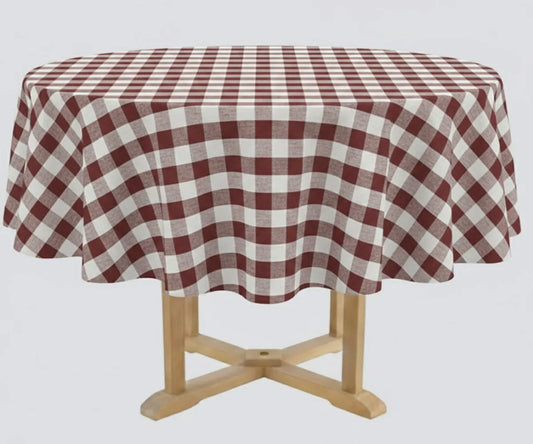 Dark Red Tablecloth - Checked