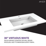 Conques 30 in W x 18 in D Cultured Marble Vanity Top in White with White Basin