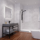 Screen Series 34 in. x 74 in. Fixed Frameless Shower Door with Tsunami Guard Tempered Clear Glass