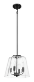 Soiree Four Candle Lights Pendant With Clear Glass - Black Finish