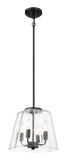 Soiree Four Candle Lights Pendant With Clear Glass - Black Finish