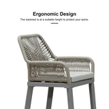 PURPLE LEAF Modern Bar Stools Aluminum Bar Stool with Cushion for Indoor and Outdoor, Kitchen Island