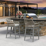 PURPLE LEAF Modern Bar Stools Aluminum Bar Stool with Cushion for Indoor and Outdoor, Kitchen Island
