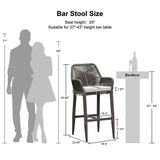 PURPLE LEAF Modern Bar Stools Aluminum Bar Stool with Cushion for Indoor and Outdoor, Kitchen Island