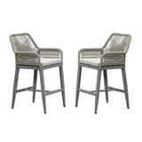 PURPLE LEAF Modern Bar Stools Aluminum Bar Stool with Cushion for Indoor and Outdoor, Kitchen Island