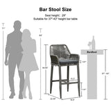 PURPLE LEAF Modern Bar Stools Aluminum Bar Stool with Cushion for Indoor and Outdoor, Kitchen Island