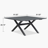 PURPLE LEAF Outdoor Dining Table Sleek Aluminum Frame Modern Outdoor Table for Deck Backyard Dining Gatherings