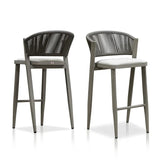 PURPLE LEAF Counter Height Bar Stool Set of 2 Outdoor Stool Chair with Footrest Patio Bar Height Stools Rattan Barstools for Outdoor or Indoor