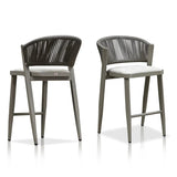 PURPLE LEAF Counter Height Bar Stool Set of 2 Outdoor Stool Chair with Footrest Patio Bar Height Stools Rattan Barstools for Outdoor or Indoor