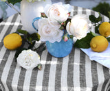 Farmhouse Stripe Linen Round Tablecloth