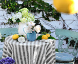 Farmhouse Stripe Linen Round Tablecloth