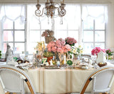 Beige Striped Tablecloth