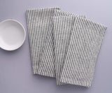 Black Linen Striped Napkins - 100% Pure Linen