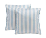 Blue Striped Cushion Covers, Cotton Linen Set of 2