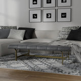 A Upholstered Leather Coffee Table with Metal Base