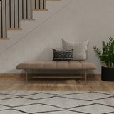 A Upholstered Leather Coffee Table with Metal Base
