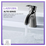 ANZZI Alto Elegant Mid-Arc Faucet (2.09" H), Single Hole, WaterSense & ADA Certified, Rhino Alloy Solid Brass, Various Finishes